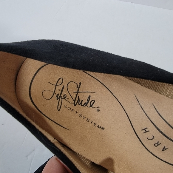 LifeStride Tilly Square Heel Black Suede Dress Shoes Sz 10W Office Career Career - Picture 10 of 12